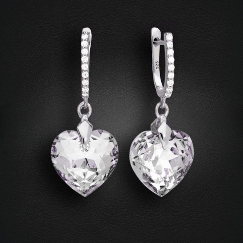 Серебряные серьги "Iemīlējusies Sirds III R" с кристаллами Swarovski™